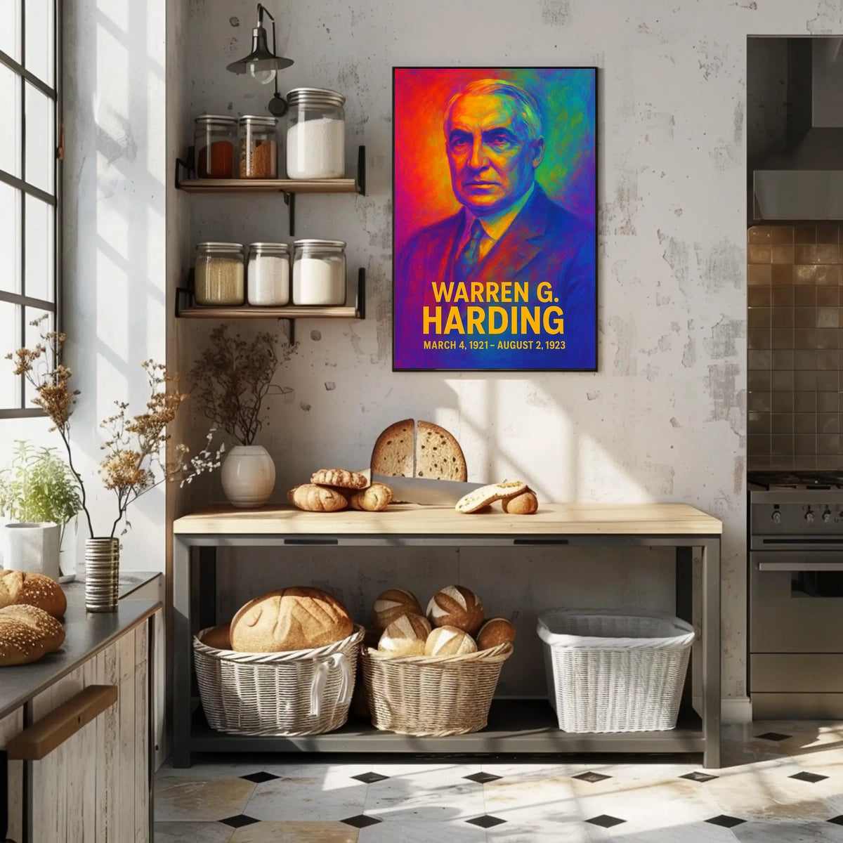 Warren G. Harding 29th President of the United States Neon Gradient Overlay Poster