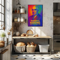 Warren G. Harding 29th President of the United States Neon Gradient Overlay Poster