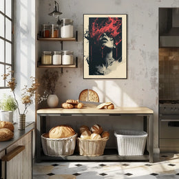 Intense Surreal Red Abstract Face Art Poster