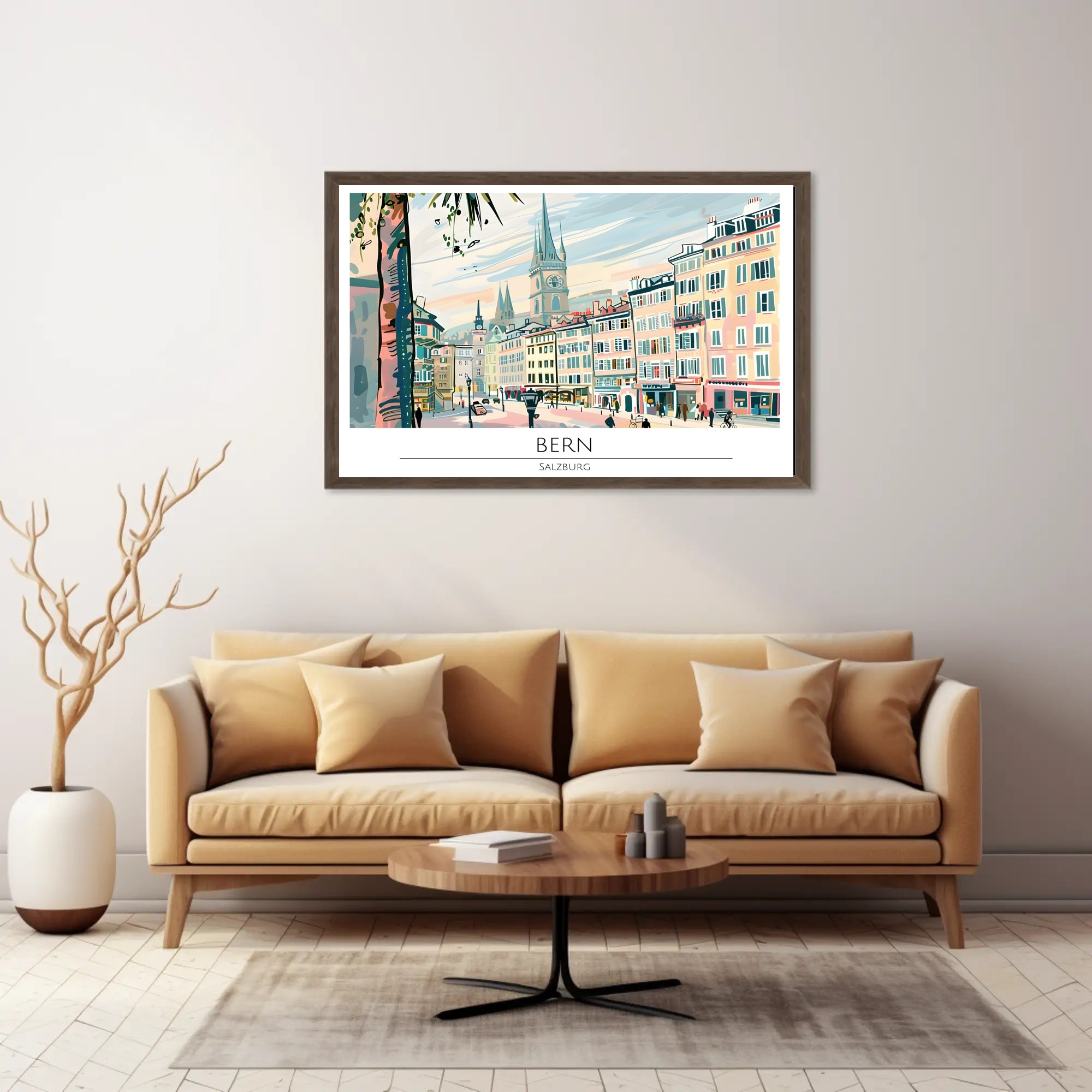 Bern Cityscape Illustration Poster PosterGoat
