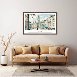 Bern Cityscape Illustration Poster PosterGoat