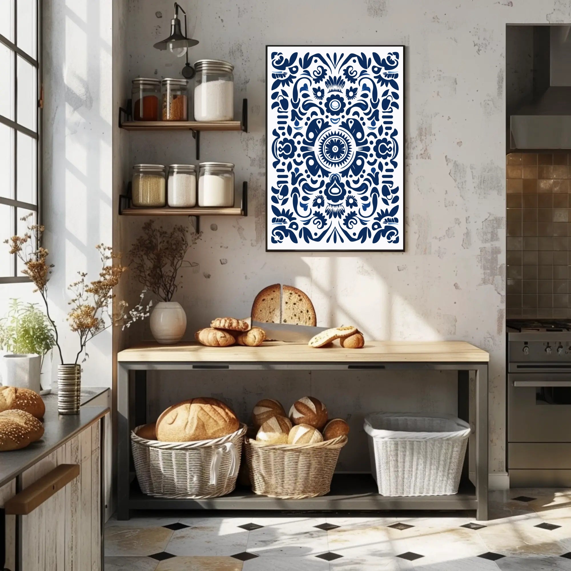 Ornate Blue Pattern Design Poster