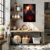 Haunted Castle Under Blood Moon Poster PosterGoat