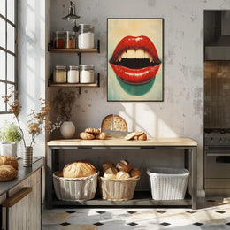 Glossy Red Lips Pop Art Glossy Lips Close-up Poster