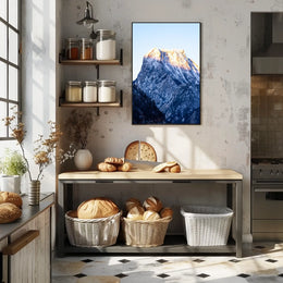 Majestic Dawn: Snow-Covered Mountain Art Poster