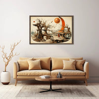 Mystical Exploration in Surreal Extraterrestrial Landscape Fantasy Poster