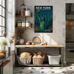 New York City Downtown Skyline Poster Modern Wall Art