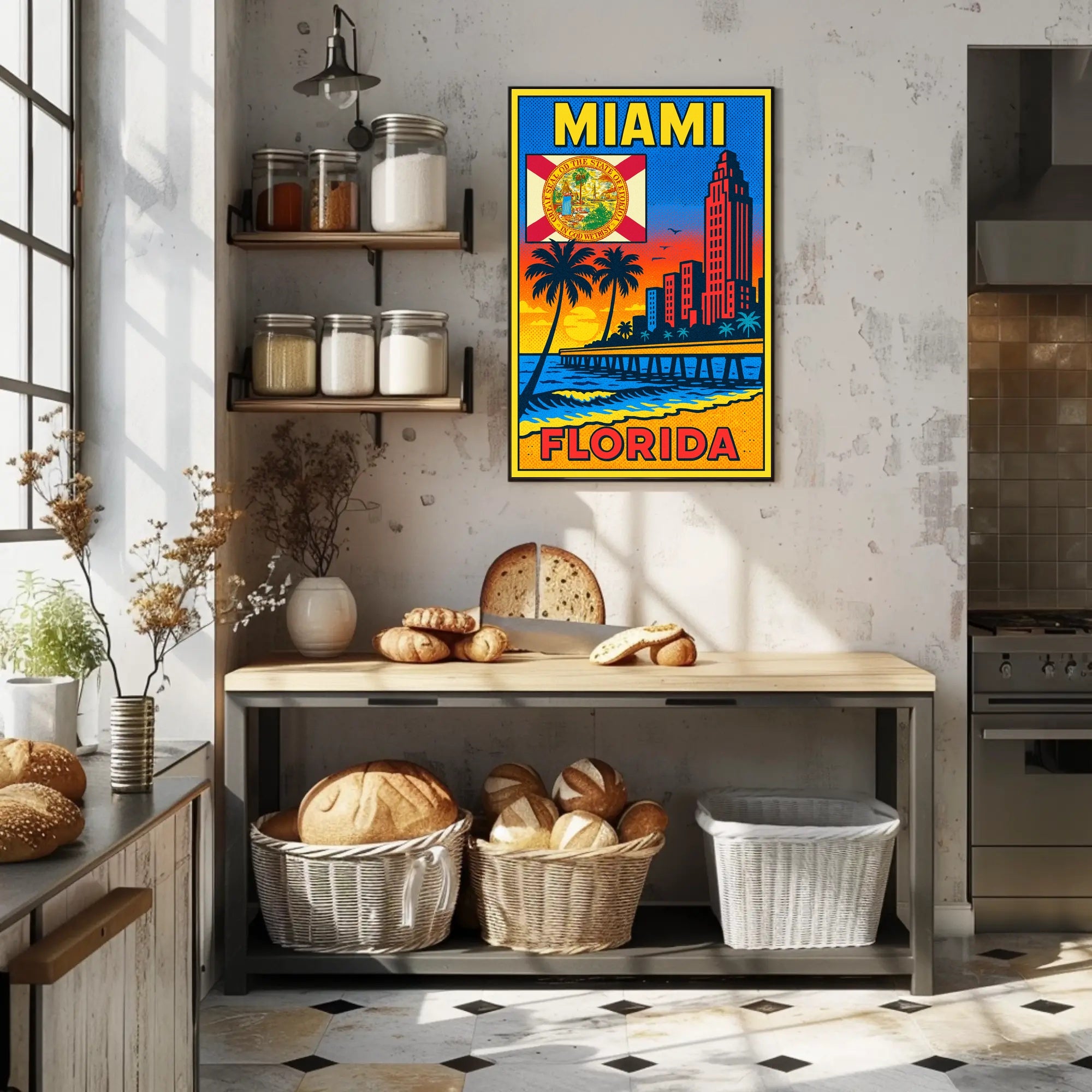 Miami, Florida Vibrant Cityscape Poster PosterGoat