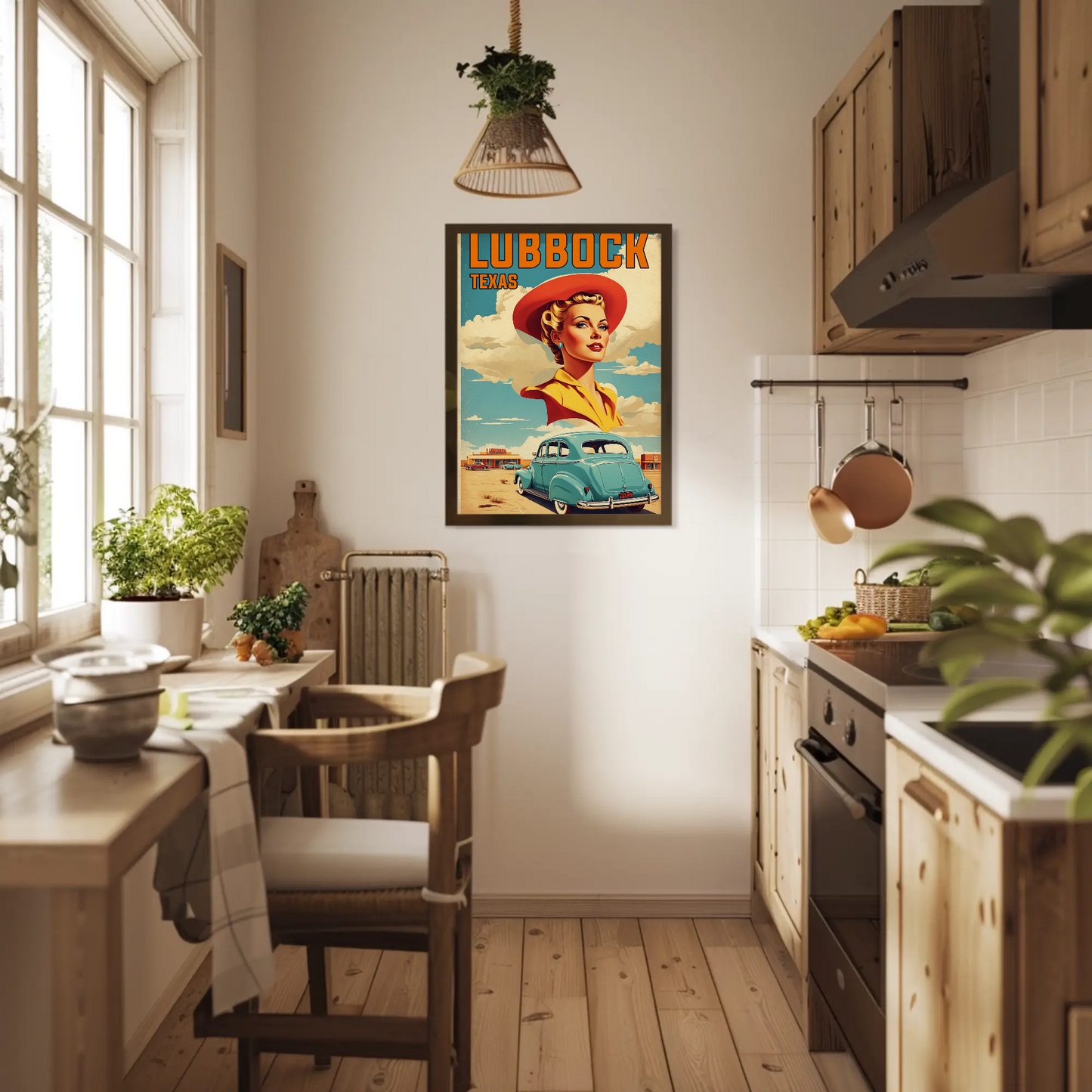Lubbock Texas Retro Americana Vintage Travel Poster