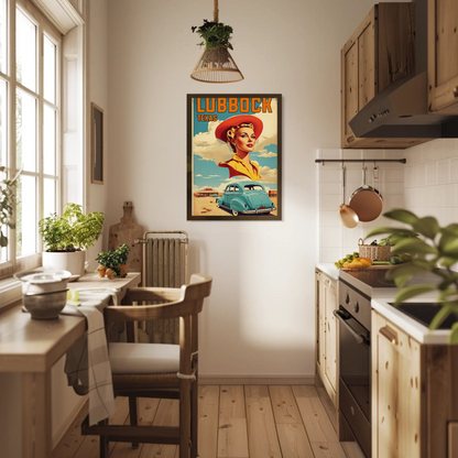 Lubbock Texas Retro Americana Vintage Travel Poster