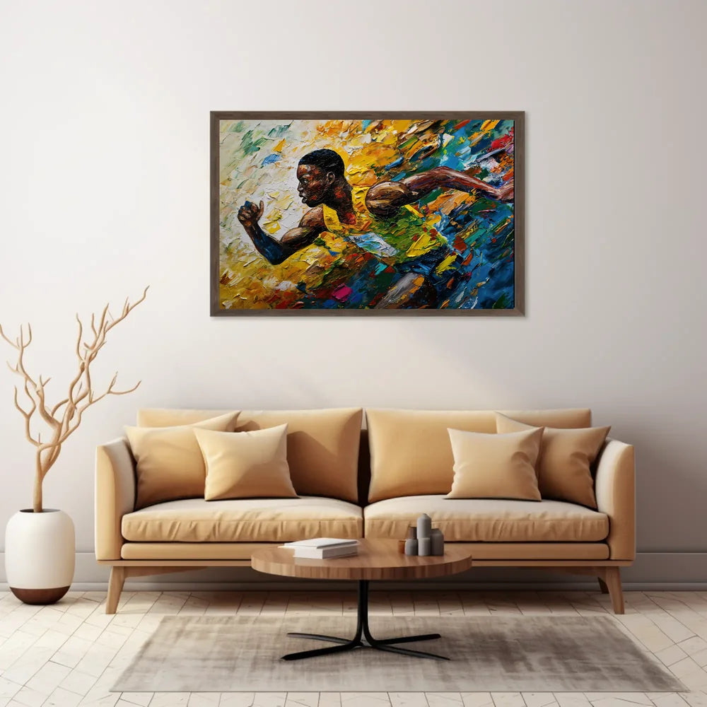 Dynamic Runner: Impressionistic Sports Art Poster Print