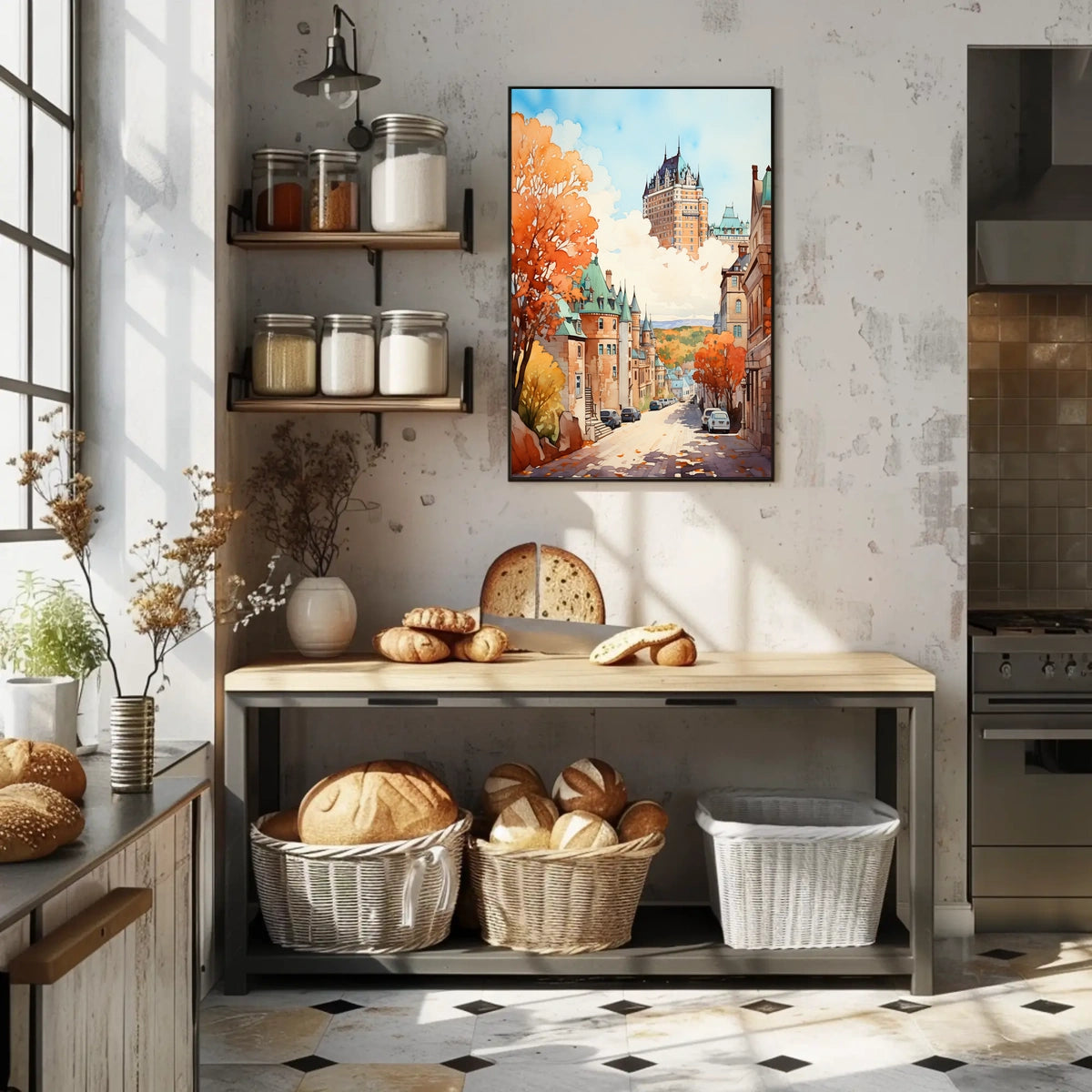 Quaint Architectural Charm in Historic Fall Setting - Travel Poster