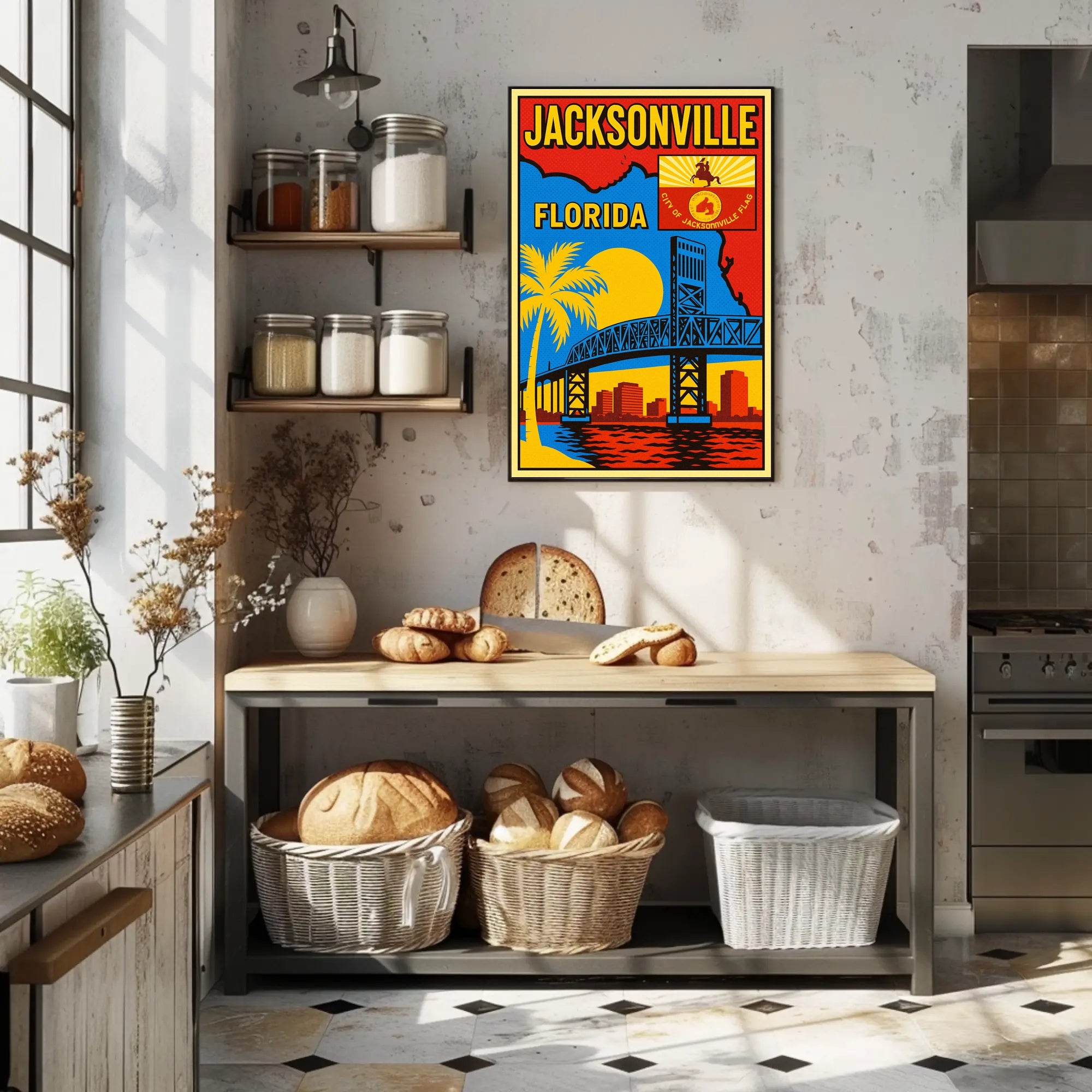 Jacksonville, Florida Cityscape Art Poster PosterGoat
