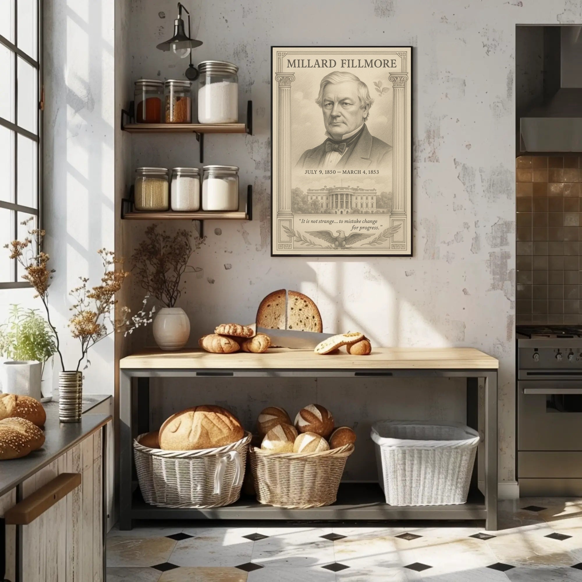 Millard Fillmore 13th President Sketch Art Print Poster PosterGoat