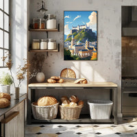 Salzburg Fortress Scenic Print Travel Poster
