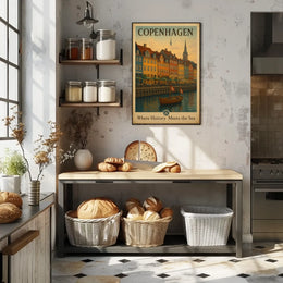 Copenhagen Waterfront Vintage Travel Poster