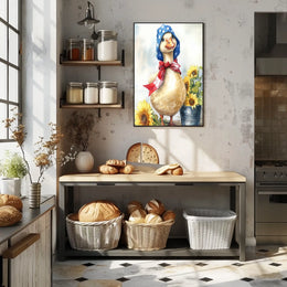 Chubby Goose In Star Spangled Bonnet With Sunflowers Poster