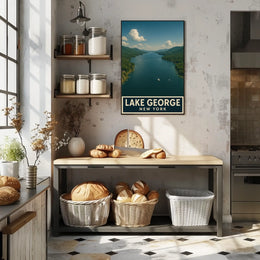 Lake George New York Poster Vintage Travel Wall Art