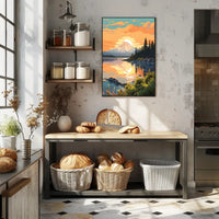 Serene Mountain Sunset Poster PosterGoat