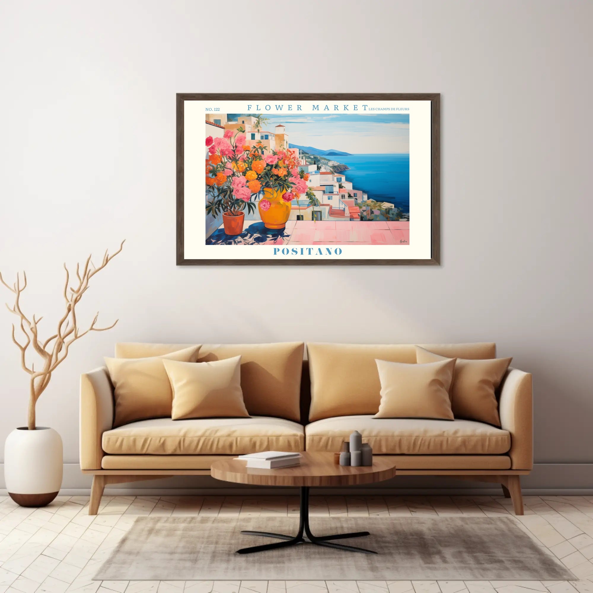 Positano's Vibrant Scenic View: Travel Poster