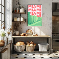 Miami Beachline with Vibrant Architecture Travel Poster PosterGoat
