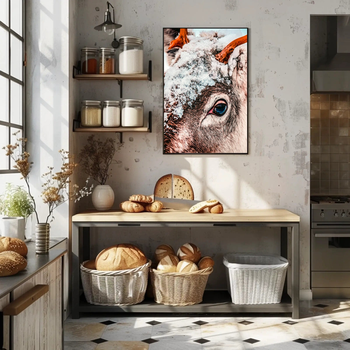 Winter Serenity: Photorealistic Reindeer in Snowy Landscape