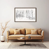 Serene Winter Forest Pencil Sketch Art Poster