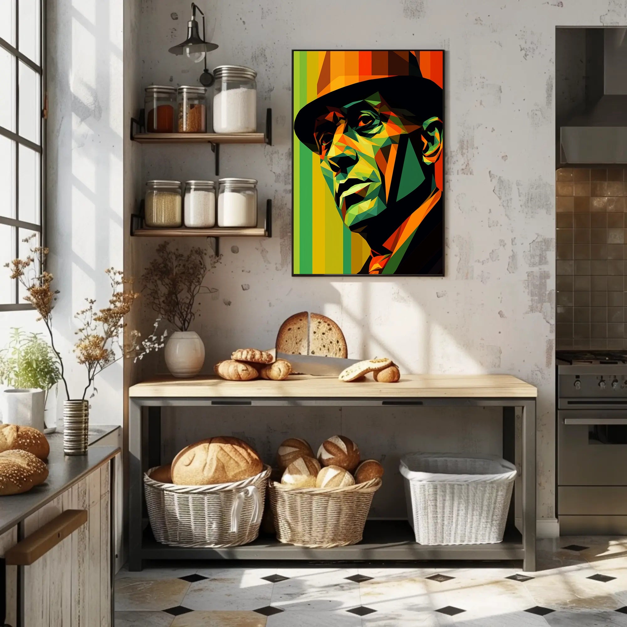 Vibrant Geometric Portrait Poster PosterGoat