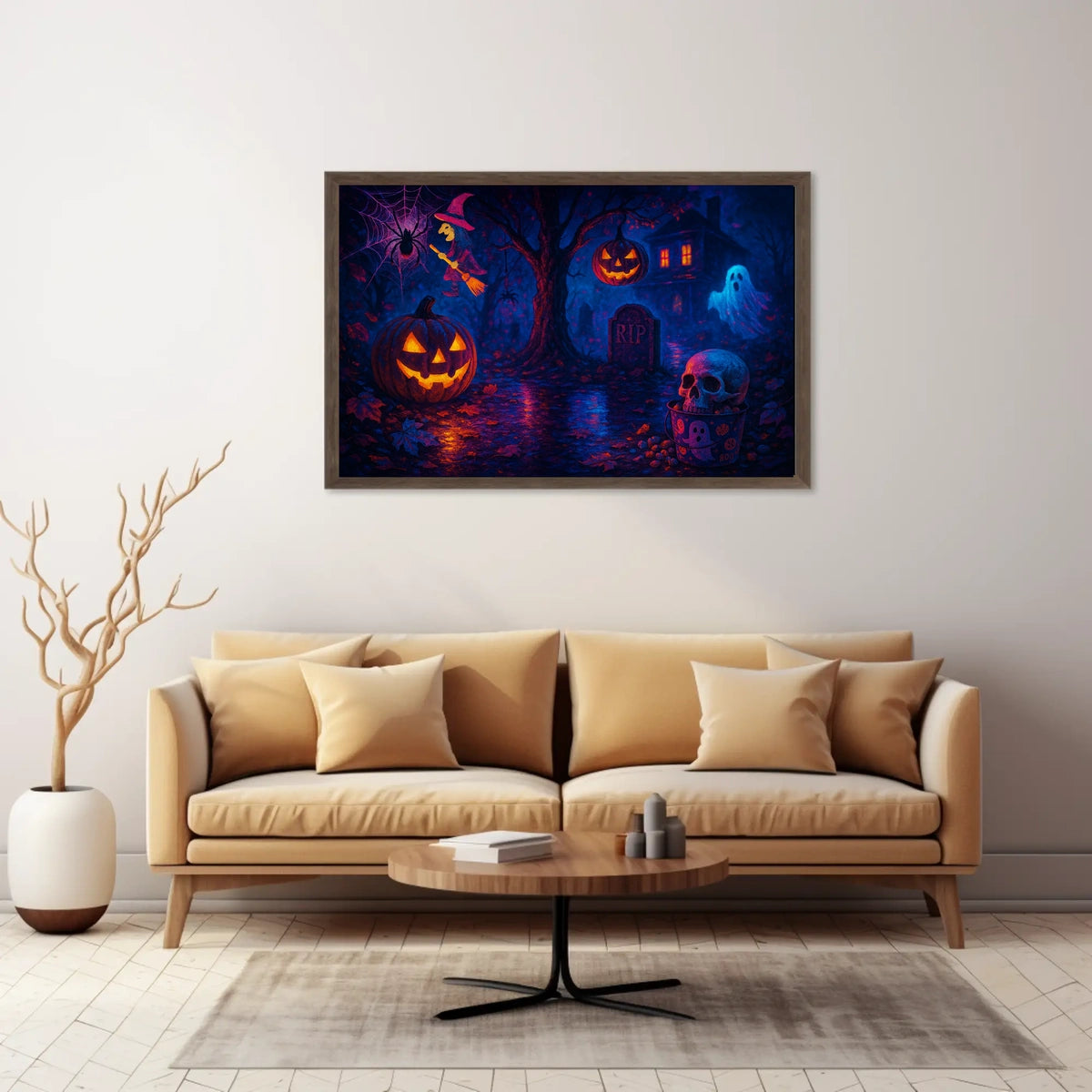 Halloween Night Spectacle Gothic Photography Realism NYC Skyline Spooky Vibe Urban Decor Lovers Poster