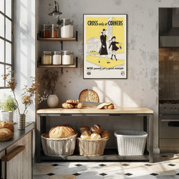 Pedestrian Safety Vintage Poster Mid-Century Educational or Infographic Poster PosterGoat