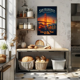 San Francisco Travel Icons Vintage Urban Cityscape Poster PosterGoat