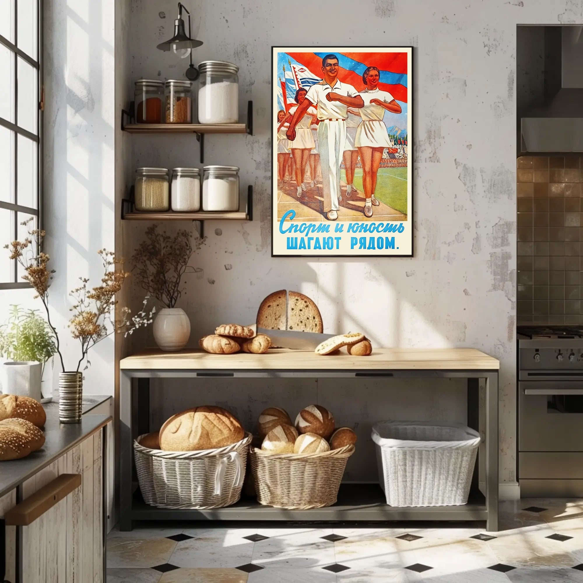 Vintage Soviet Sports Propaganda Poster