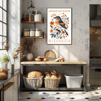 American Robin Wisconsin State Bird Poster Art