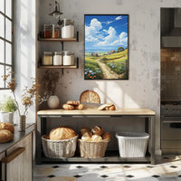 Idyllic Countryside Landscape Bright Artistic Rural Poster