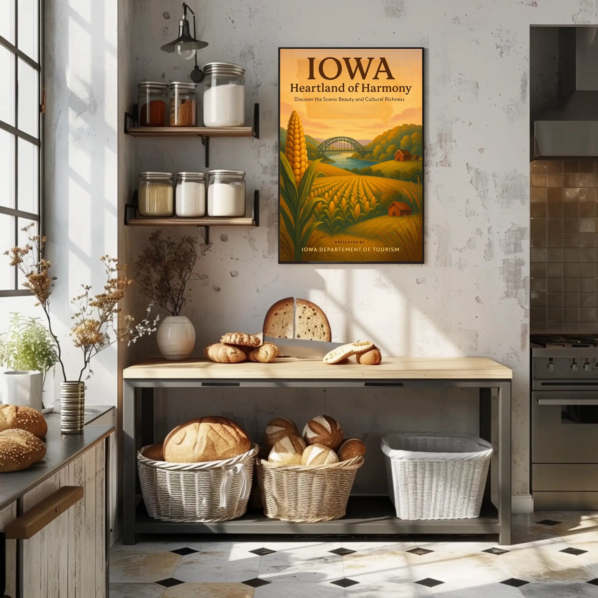 Iowa Scenic Travel Invitation - Vintage Countryside Travel Poster
