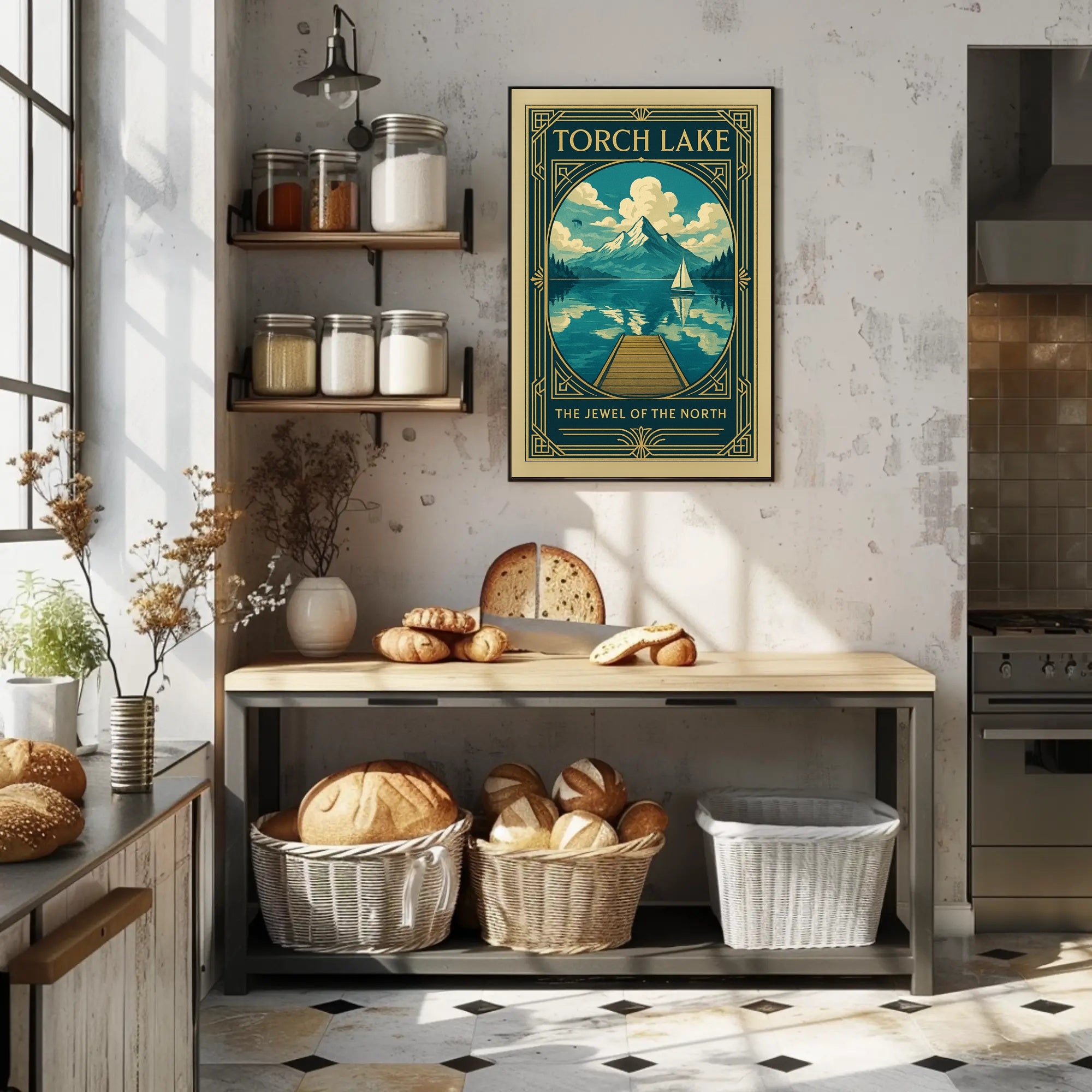 Torch Lake Vintage Travel Poster