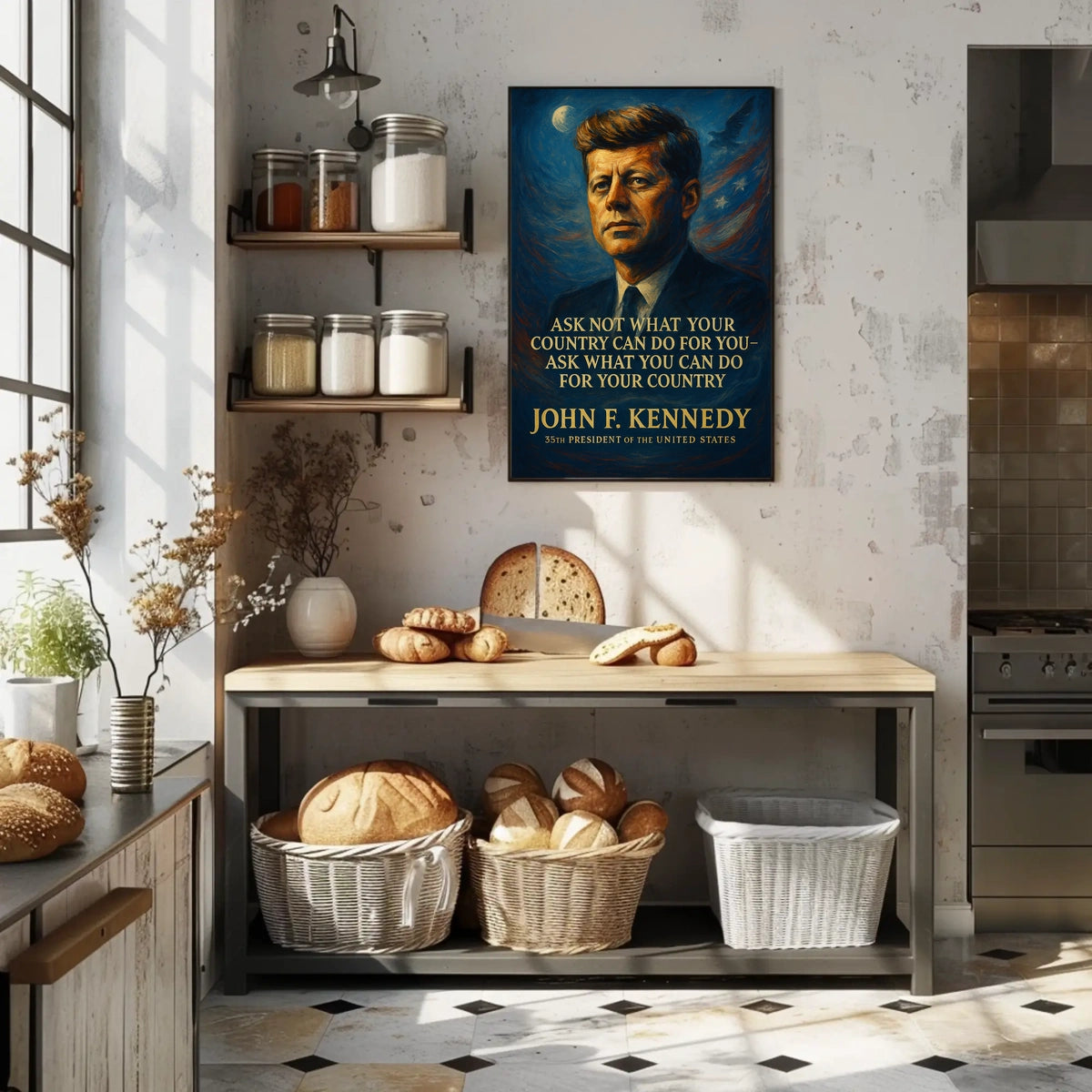John F. Kennedy Inspirational Patriotic Poster Art