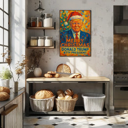 Donald Trump Christmas Stylized Portrait Political Poster