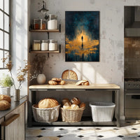 Solitude and Reflection in a Cosmic Abstract or Artistic Poster