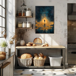 Solitude and Reflection in a Cosmic Abstract or Artistic Poster