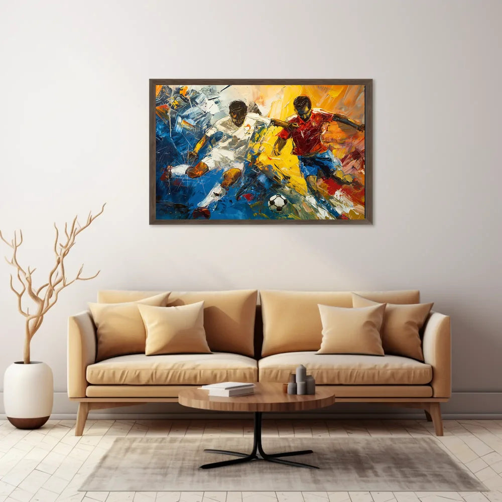 Dynamic Soccer Match Abstract Art Poster Print