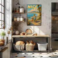Vintage Nice France Coastal Travel Poster