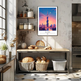Dubai Sunset Burj Khalifa Urban Cityscape Poster
