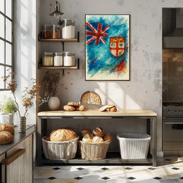 Fiji Flag Watercolor Art Poster