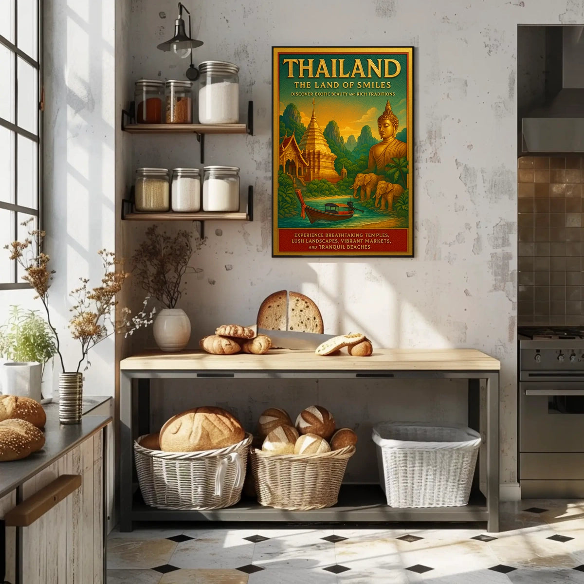 Thailand Travel Landscape Temples Markets Poster