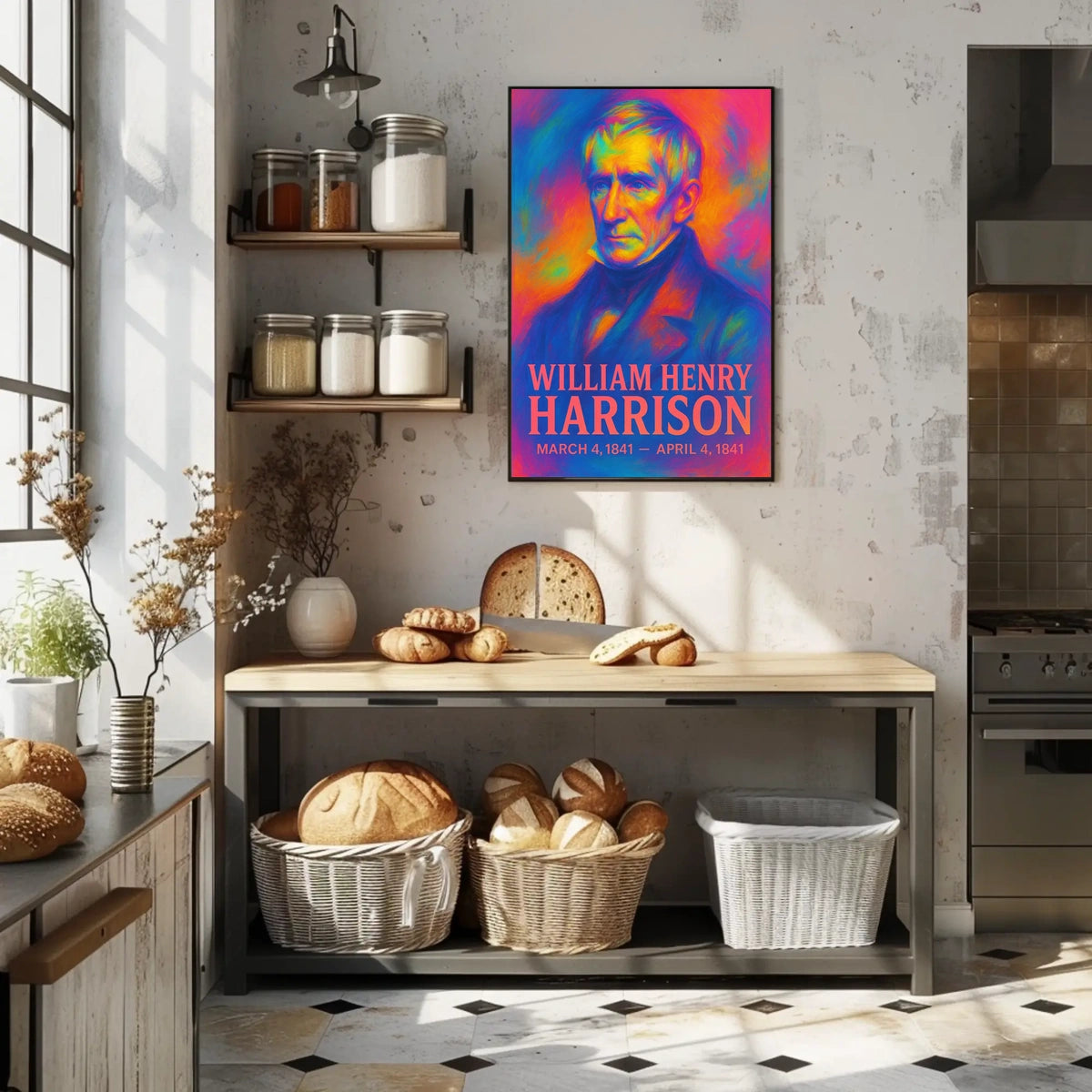William Henry Harrison 9th President of the United States Neon Gradient Overlay Poster