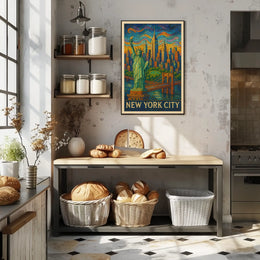 New York City Mosaic Poster Vibrant Colors for Home Decor