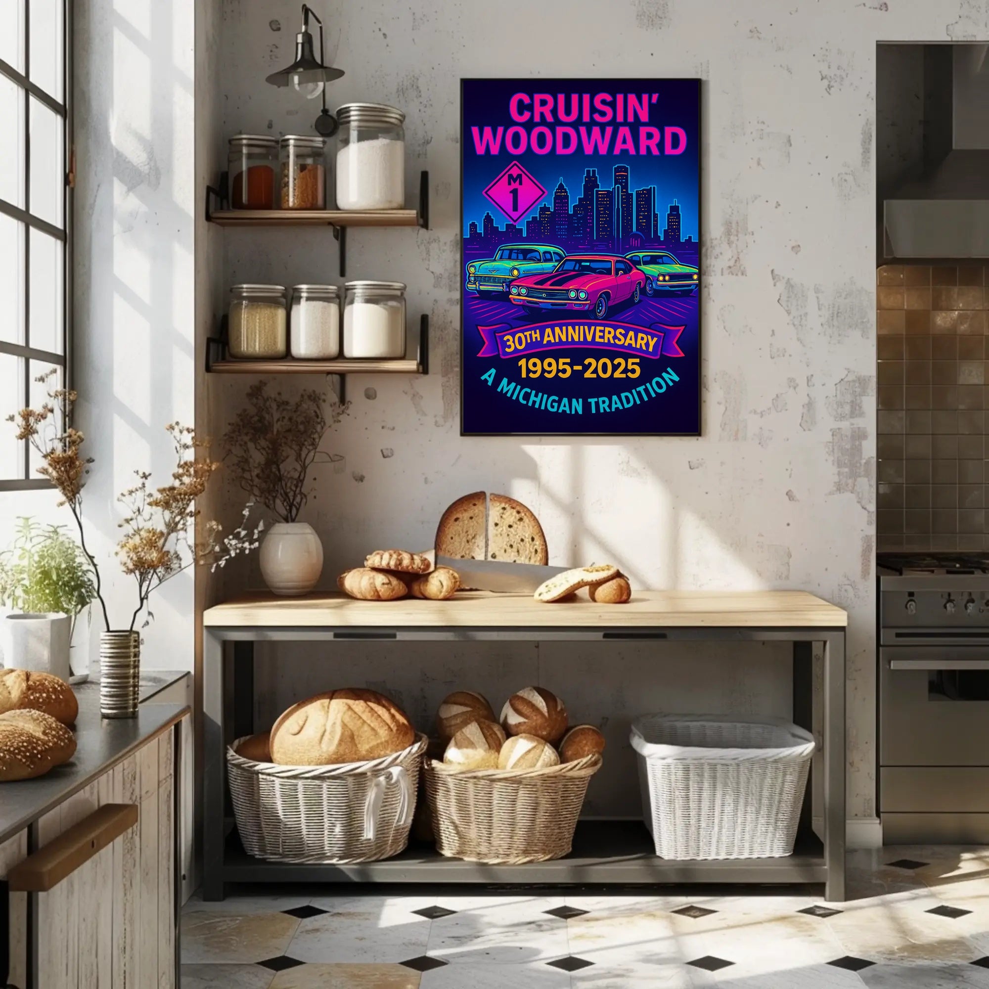 30th Anniversary Cruisin  Woodward Neon Pop Culture Poster