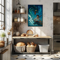 Young Adventurer Battles Sea Dragon - Fantasy or Mythology Poster