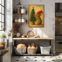Holiday Mouse and Christmas Tree Poster